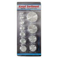 11-delige draaiknoppen set zilv.