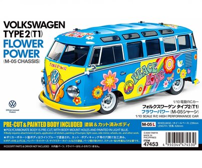 47453 Tamiya 1/10 RC VW Bus Type 2 T1 Flower Power