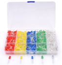 500 Led's 5mm 5 kleuren in assortiment box
