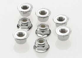 Nuts, 4mm flanged nylon locking (steel, serrated) (8) TRX3647 Nuts, 4mm flanged nylon locking (steel, serrated) (8) TRX3647
