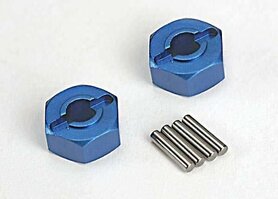 Wheel hubs, hex (blue-anodized, lightweight aluminum)  TRX1654X Wheel hubs, hex (blue-anodized, lightweight aluminum)  TRX1654X